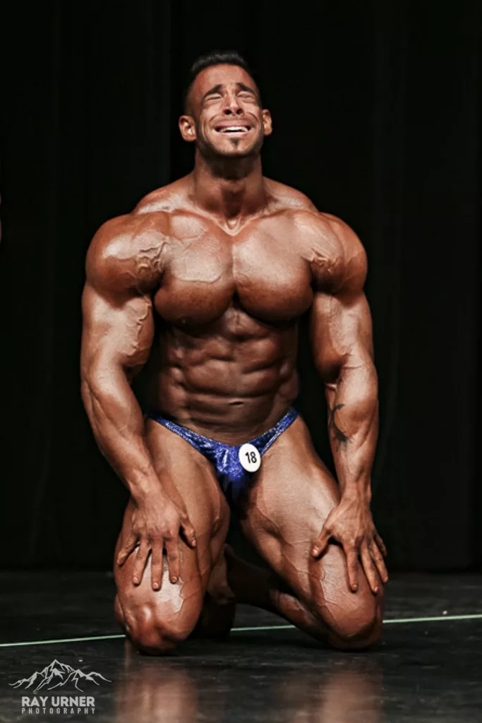 Mahmood Al Durrah reacting to winning the 212 category at the 2018 Vancouver Pro