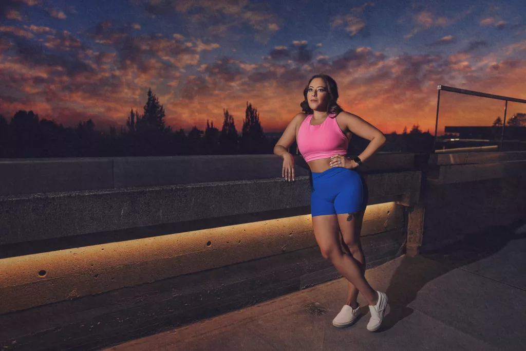 Fit girl at SFU during sunset